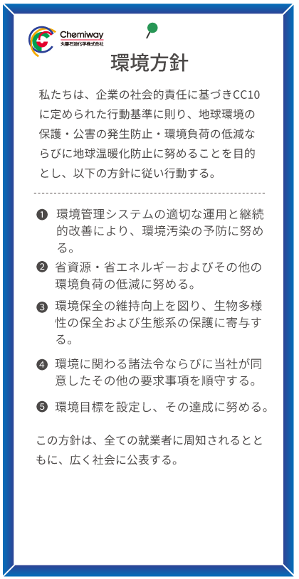 千葉工場・研究開発センター・機能性樹脂技術開発センター 環境方針