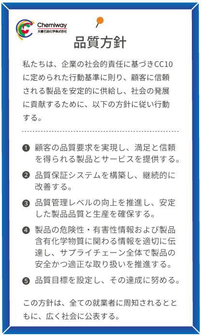 千葉工場 品質方針